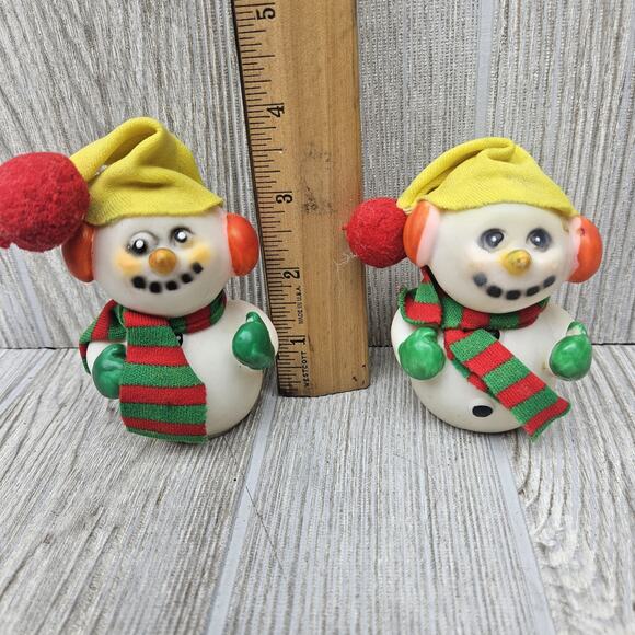 Vintage‎ Christmas Snowman Plastic Figurines Set of 2 Figurines Holiday Decor - Picture 3 of 4